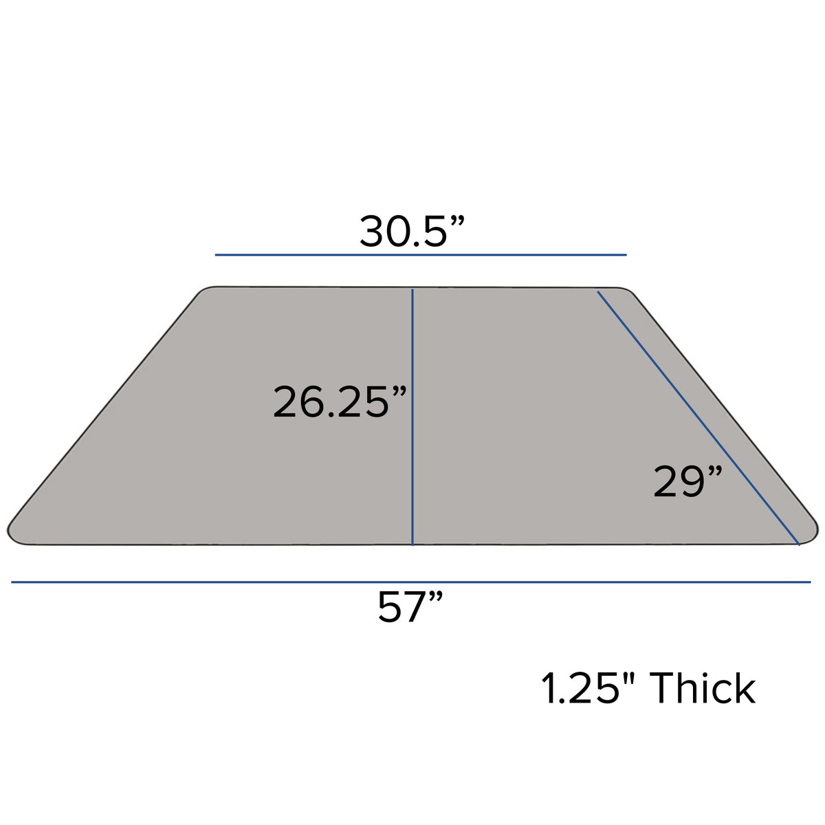 Gray |#| Mobile 29inchW x 57inchL Trapezoid Grey HP Laminate Adjustable Activity Table