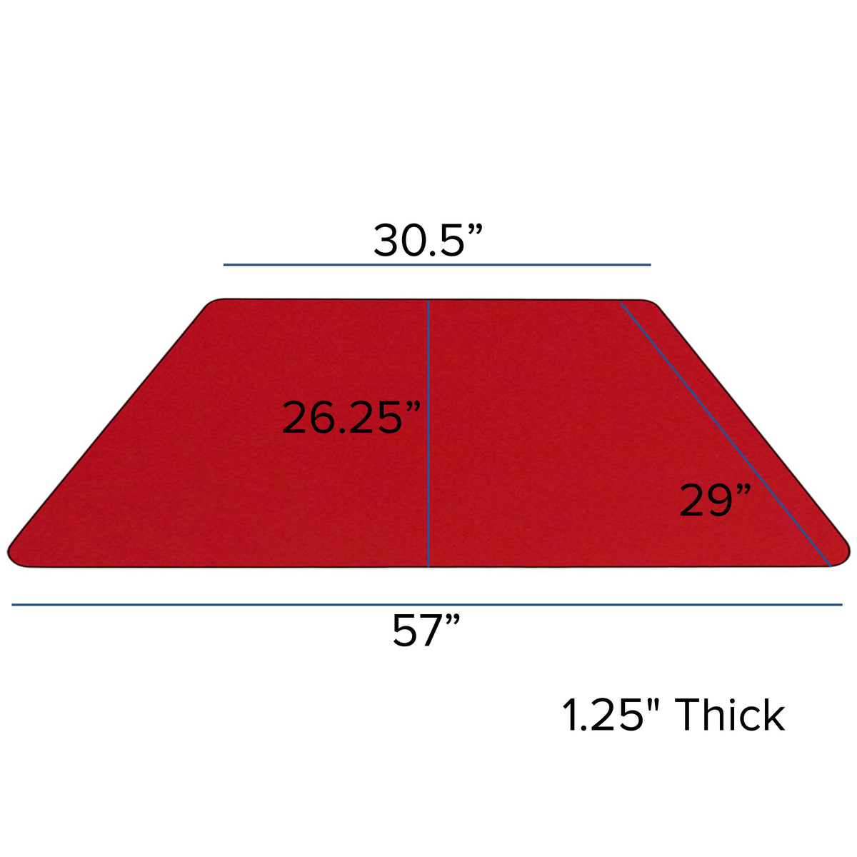 Red |#| Mobile 29inchW x 57inchL Trapezoid Red Thermal Laminate Adjustable Activity Table