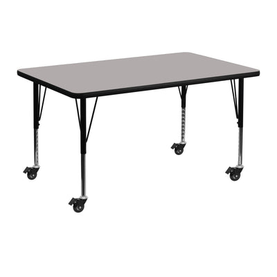 Mobile 30''W x 48''L Rectangular HP Laminate Activity Table - Height Adjustable Short Legs