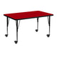 Red |#| Mobile 30inchW x 48inchL Rectangular Red Thermal Laminate Adjustable Activity Table