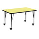 Yellow |#| Mobile 30inchW x 48inchL Rectangular Yellow Thermal Laminate Adjustable Activity Table
