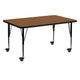 Oak |#| Mobile 30inchW x 60inchL Rectangular Oak HP Laminate Adjustable Activity Table
