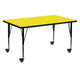 Yellow |#| Mobile 30inchW x 60inchL Rectangular Yellow HP Laminate Adjustable Activity Table