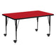 Red |#| Mobile 30inchW x 60inchL Rectangular Red HP Laminate Adjustable Activity Table