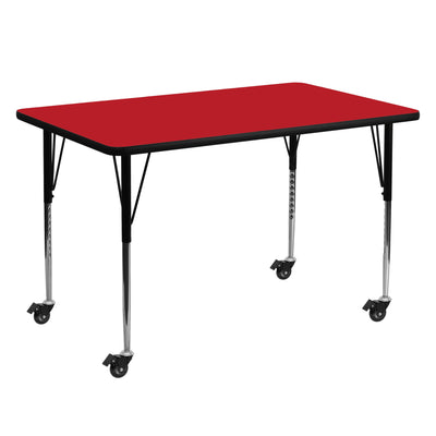 Mobile 30''W x 60''L Rectangular HP Laminate Activity Table - Standard Height Adjustable Legs