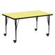 Yellow |#| Mobile 30inchW x 60inchL Rectangular Yellow Thermal Laminate Adjustable Activity Table