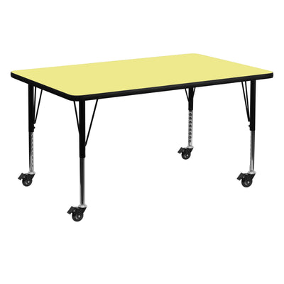Mobile 30''W x 60''L Rectangular Thermal Laminate Activity Table - Height Adjustable Short Legs - View 1
