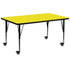 Mobile 30''W x 72''L Rectangular HP Laminate Activity Table - Height Adjustable Short Legs