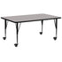 Mobile 30''W x 72''L Rectangular HP Laminate Activity Table - Height Adjustable Short Legs