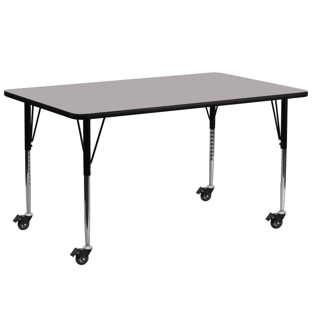 Gray |#| Mobile 30inchW x 72inchL Rectangular Grey HP Laminate Adjustable Activity Table