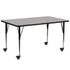 Mobile 30''W x 72''L Rectangular HP Laminate Activity Table - Standard Height Adjustable Legs