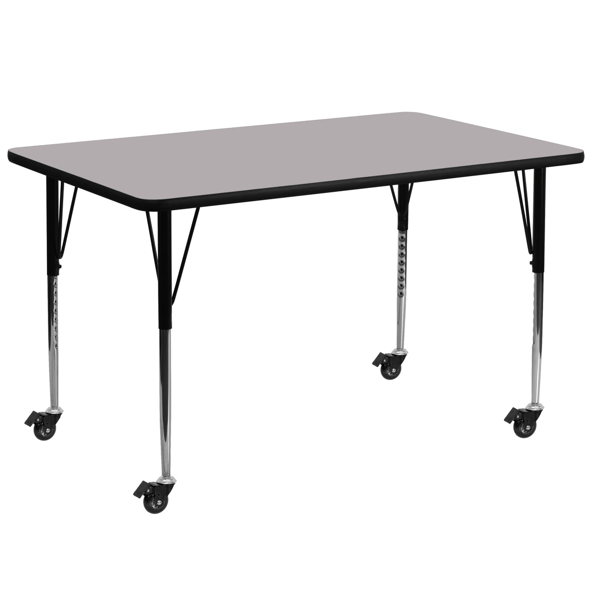 Gray |#| Mobile 30inchW x 72inchL Rectangular Grey Thermal Laminate Adjustable Activity Table