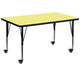 Yellow |#| Mobile 36inchW x 72inchL Rectangular Yellow Thermal Laminate Adjustable Activity Table