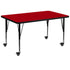 Mobile 36''W x 72''L Rectangular Thermal Laminate Activity Table - Height Adjustable Short Legs