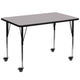 Gray |#| Mobile 36inchW x 72inchL Rectangular Grey Thermal Laminate Adjustable Activity Table