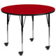 Red |#| Mobile 42inch Round Red Thermal Laminate Activity Table - Height Adjustable Legs