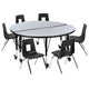 Grey |#| Mobile 47.5inch Circle Wave Activity Table Set-14inch Student Stack Chairs, Grey/Black