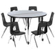 Grey |#| Mobile 47.5inch Circle Wave Activity Table Set-16inch Student Stack Chairs, Grey/Black