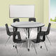 Grey |#| Mobile 47.5inch Circle Wave Activity Table Set-16inch Student Stack Chairs, Grey/Black