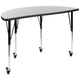 Grey |#| Mobile 47.5inch Circle Wave Activity Table Set-18inch Student Stack Chairs, Grey/Black