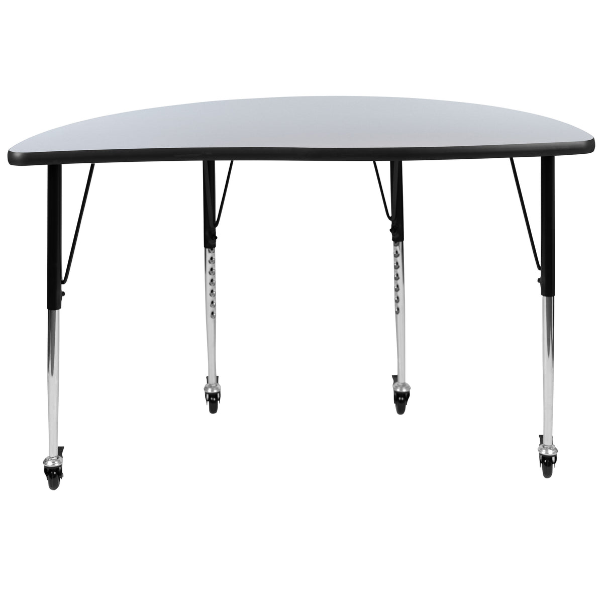 Grey |#| Mobile 47.5inch Half CIR Wave Collaborative Grey Adjustable Height Activity Table