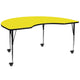 Yellow Top/Black Frame |#| Mobile 48"W x 72"L Kidney Yellow HP Laminate Adjustable Activity Table