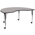 Gray Top/Black Frame |#| Mobile 48"W x 96"L Kidney Grey HP Laminate Adjustable Activity Table
