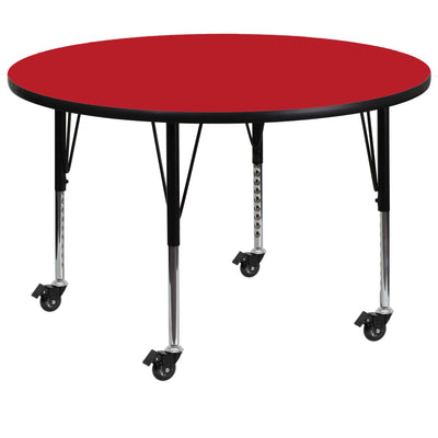 Mobile 48'' Round HP Laminate Activity Table - Adjustable Short Legs - View 1