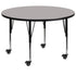 Gray Top/Black Frame |#| Mobile 48" Round Grey HP Laminate Activity Table - Height Adjustable Short Legs