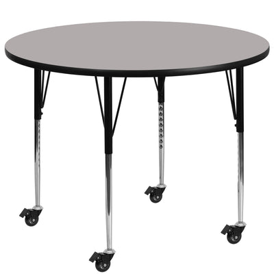 Mobile 48'' Round HP Laminate Activity Table - Adjustable Legs - View 1