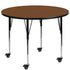 Oak Top/Black Frame |#| Mobile 48" RD Oak HP Laminate Activity Table - Standard Height Adjustable Legs