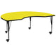 Yellow |#| Mobile 48inchW x 72inchL Kidney Yellow HP Laminate Adjustable Activity Table