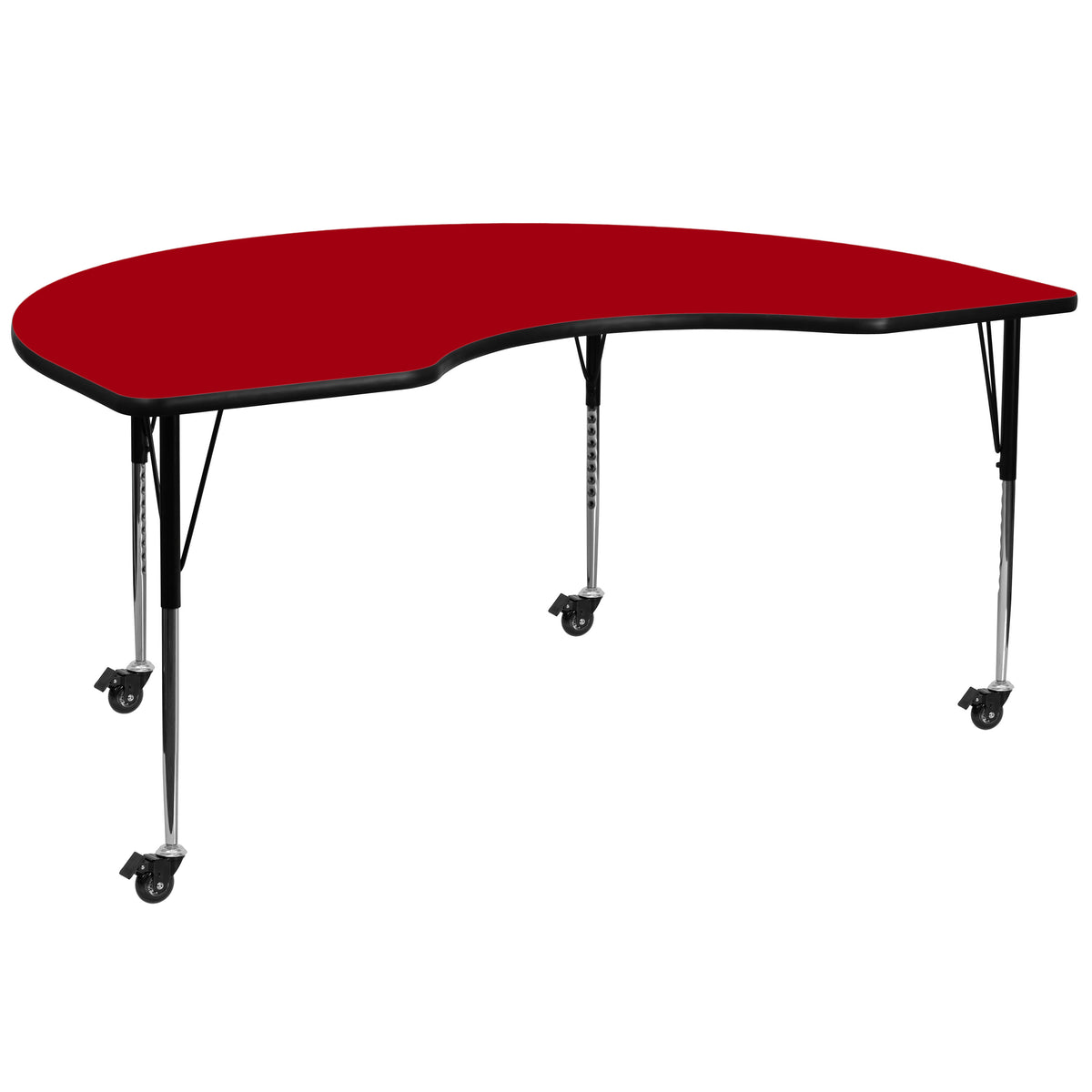 Red |#| Mobile 48inchW x 72inchL Kidney Red Thermal Laminate Adjustable Activity Table