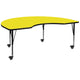 Yellow |#| Mobile 48inchW x 96inchL Kidney Yellow HP Laminate Adjustable Activity Table