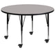 Gray |#| Mobile 48inch Round Grey HP Laminate Activity Table - Height Adjustable Short Legs