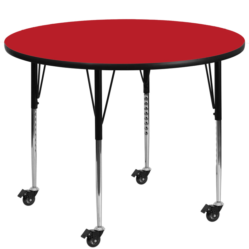 Red |#| Mobile 48inch RD Red HP Laminate Activity Table - Standard Height Adjustable Legs