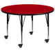 Red |#| Mobile 48inchRD Red Thermal Laminate Activity Table - Height Adjustable Short Legs