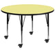 Yellow |#| Mobile 48inch Round Yellow Thermal Laminate Activity Table - Height Adjustable Legs