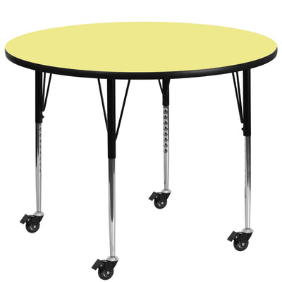 Mobile 48'' Round Thermal Laminate Activity Table - Standard Height Adjustable Legs