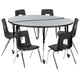 Grey |#| Mobile 60inch Circle Wave Activity Table Set-16inch Student Stack Chairs, Grey/Black