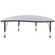 Grey |#| Mobile 60inch Half Circle Wave Collaborative Grey Kids Adjustable Activity Table