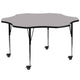 Gray |#| Mobile 60inch Flower Grey Thermal Laminate Activity Table - Height Adjustable Legs