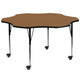 Oak |#| Mobile 60inch Flower Oak Thermal Laminate Activity Table - Height Adjustable Legs