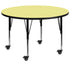 Mobile 60'' Round Thermal Laminate Activity Table - Height Adjustable Short Legs