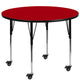 Red |#| Mobile 60inch Round Red Thermal Laminate Activity Table - Height Adjustable Legs