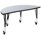 Grey |#| Mobile 76inch Oval Wave Activity Table Set-14inch Student Stack Chairs, Grey/Black