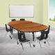 Oak |#| Mobile 76inch Oval Wave Activity Table Set-14inch Student Stack Chairs, Oak/Black