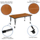 Oak |#| Mobile 76inch Oval Wave Activity Table Set-14inch Student Stack Chairs, Oak/Black