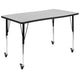 Grey |#| Mobile 76inch Oval Wave Activity Table Set-18inch Student Stack Chairs, Grey/Black