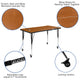 Oak |#| Mobile 76inch Oval Wave Activity Table Set-18inch Student Stack Chairs, Oak/Black